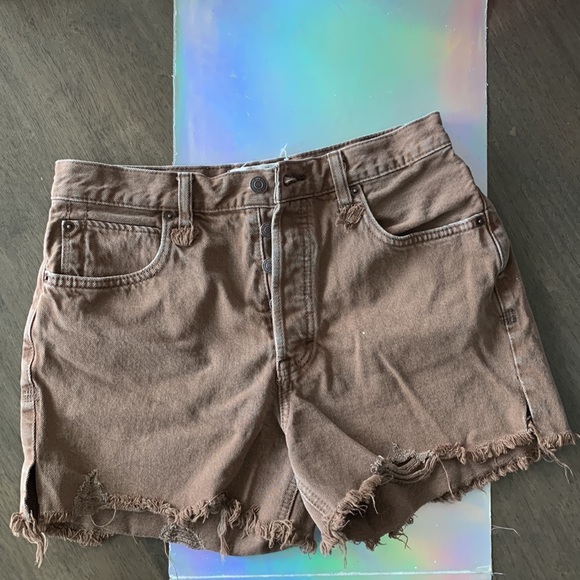 🍫 Free People We the Free Makai Cut Off Brown Denim Shorts 🍫 - Picture 2 of 14
